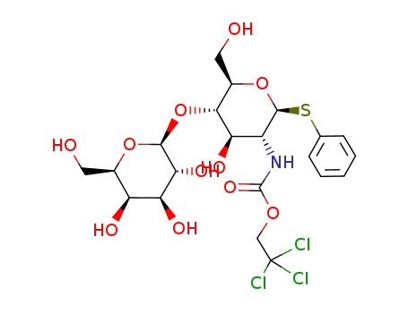 Molecular Structure of 512174-10-6 (phenyl O-(β-D-galactopyranosyl)-(1-4)-2-deoxy-1-thio-2-(2,2,2-trichloroethoxycarbonylamino)-β-D-glucopyranoside)