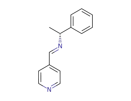 Molecular Structure of 1000387-94-9 (((R)-1-Phenyl-ethyl)-[1-pyridin-4-yl-meth-(E)-ylidene]-amine)