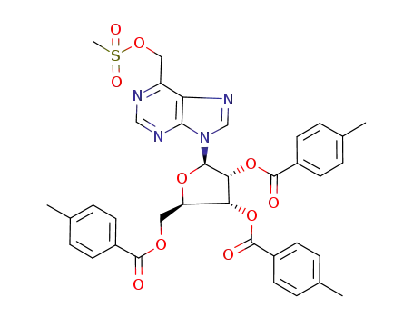 Molecular Structure of 865434-79-3 (6-(methanesulfonyloxymethyl)-9-(2,3,5-tri-O-(p-toluoyl)-β-D-ribofuranosyl)purine)