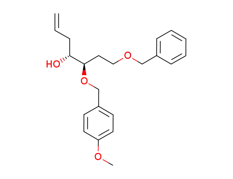 Molecular Structure of 869386-01-6 ((4R,5R)-7-benzyloxy-5-(4-methoxybenzyloxy)hept-1-en-4-ol)