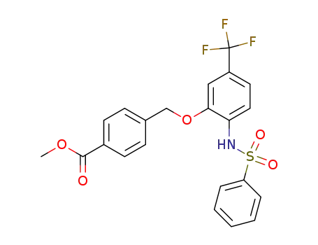 Molecular Structure of 209685-47-2 (methyl 4-({2-[(phenylsulfonyl)amino]-5-(trifluoromethyl)phenoxy}methyl)benzoate)