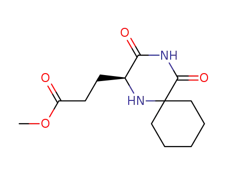 Molecular Structure of 852060-08-3 (3-((S)-3,5-Dioxo-1,4-diaza-spiro[5.5]undec-2-yl)-propionic acid methyl ester)