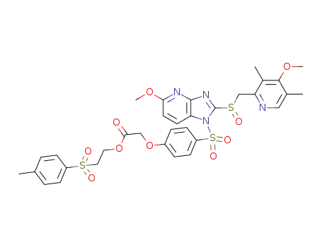 Molecular Structure of 1015067-31-8 (2-tosylethyl 2-{4-[5-methoxy-2-(4-methoxy-3,5-dimethyl-pyridin-2-ylmethanesulfinyl)-1H-imidazo[4,5-b]pyridine-1-ylsulfonyl]-phenoxy}-acetate)
