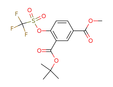 Molecular Structure of 790230-23-8 (1,3-Benzenedicarboxylic acid, 4-[[(trifluoromethyl)sulfonyl]oxy]-,
3-(1,1-dimethylethyl) 1-methyl ester)