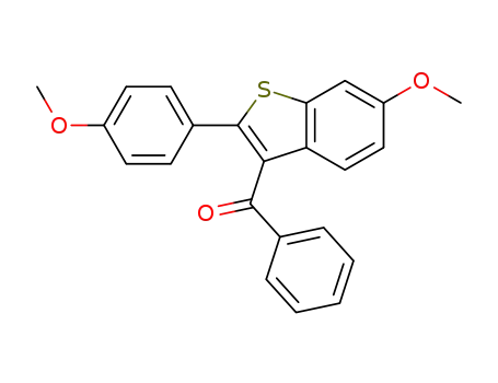 Molecular Structure of 63675-85-4 (Methanone, [6-methoxy-2-(4-methoxyphenyl)benzo[b]thien-3-yl]phenyl-)