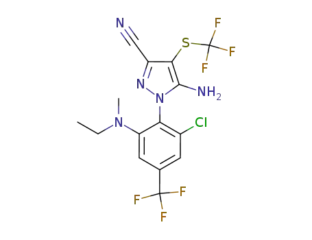 Molecular Structure of 865854-58-6 (5-amino-3-cyano-1-[2-chloro-6-(ethyl-methylamino)-4-trifluoromethylphenyl]-4-trifluoromethylthiopyrazole)