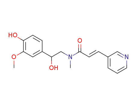 Molecular Structure of 219965-69-2 ((E)-N-[2-hydroxy-2-(3-methoxy-4-hydroxyphenyl)ethyl]-N-methyl-3-(pyridin-3-yl)-2-propenoic acid amide)