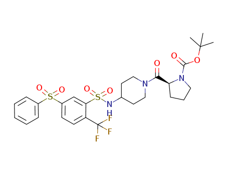 1-Pyrrolidinecarboxylic acid, 2-[[4-[[[5-(phenylsulfonyl)-2-(trifluoromethyl)phenyl]sulfonyl]amino]-1-piperidinyl]carbonyl]-, 1,1-dimethylethyl ester, (2S)-