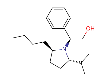 Molecular Structure of 1071226-98-6 ((2S)-2-((2R,5S)-2-butyl-5-isopropylpyrrolidin-1-yl)-2-phenylethanol)