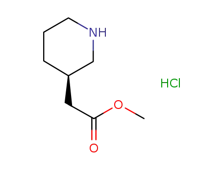 Molecular Structure of 865157-03-5 ((R)-METHYL 2-(PIPERIDIN-3-YL)ACETATE HYDROCHLORIDE)