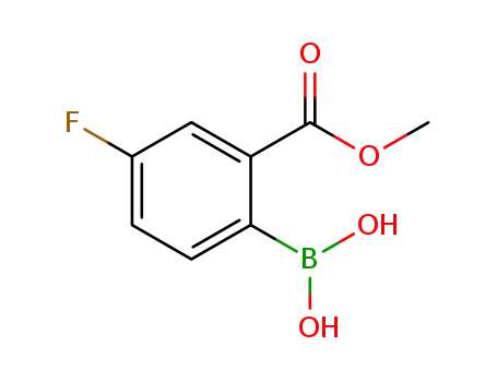 Molecular Structure of 871329-81-6 (4-Fluoro-2-methoxycarbonylphenylboronic acid)