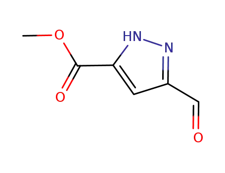 Molecular Structure of 75436-40-7 (5-Formyl-2H-pyrazole-3-carboxylic acid methyl ester)