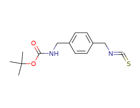Molecular Structure of 184954-76-5 (Carbamic acid, [[4-(isothiocyanatomethyl)phenyl]methyl]-,
1,1-dimethylethyl ester)
