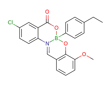Molecular Structure of 1370731-97-7 ((N-B)-10-chloro-6-(4-ethylphenyl)-4-methoxy-8H-dibenzo[d,h][1,3,7,2]dioxazaborecin-8-one)