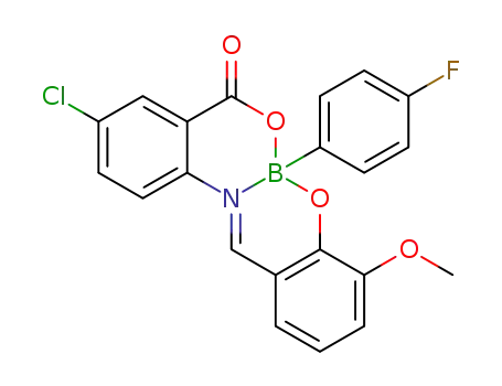 Molecular Structure of 1370731-93-3 ((N-B)-10-chloro-6-(4-fluorophenyl)-4-methoxy-8H-dibenzo[d,h][1,3,7,2]dioxazaborecin-8-one)
