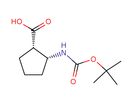 Molecular Structure of 137170-89-9 ((1S,2R)-2-(tert-butoxycarbonylamino)cyclopentanecarboxylic acid)