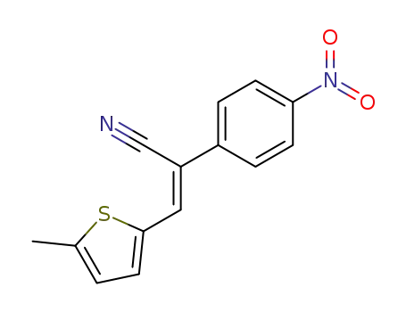 Molecular Structure of 81020-70-4 (3<i>c</i>-(5-methyl-[2]thienyl)-2-(4-nitro-phenyl)-acrylonitrile)