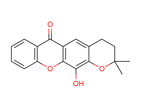 Molecular Structure of 1241391-92-3 (3,4-dihydro-12-hydroxy-2,2-dimethyl-2H,6H-pyrano[3,2-b]xanthen-6-one)