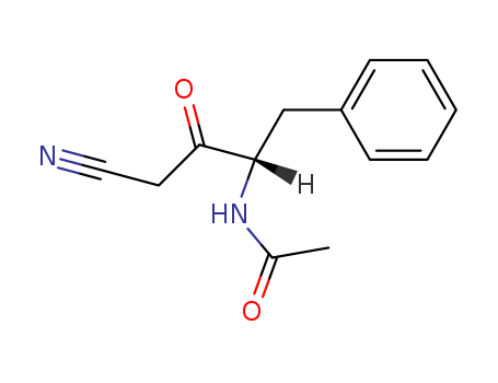 Molecular Structure of 118544-67-5 (Acetamide, N-[3-cyano-2-oxo-1-(phenylmethyl)propyl]-, (S)-)