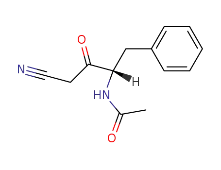 Molecular Structure of 118544-67-5 (Acetamide, N-[3-cyano-2-oxo-1-(phenylmethyl)propyl]-, (S)-)