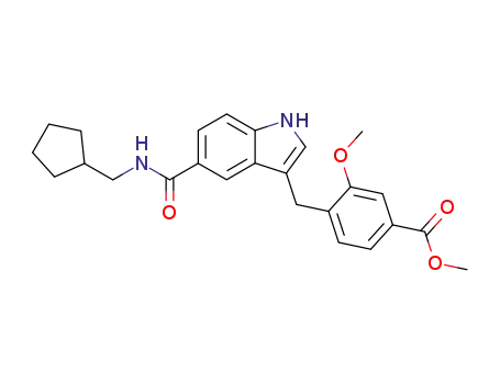 Molecular Structure of 110707-74-9 (methyl 4-<<5-<N-(cyclopentylmethyl)carbamoyl>indol-3-yl>methyl>-3-methoxybenzoate)