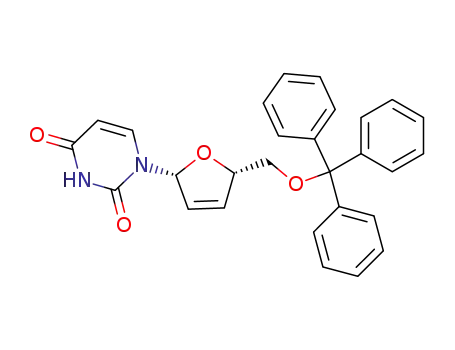 Molecular Structure of 6038-55-7 (Uridine, 2',3'-didehydro-2',3'-dideoxy-5'-O-(triphenylmethyl)-)
