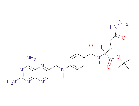 Molecular Structure of 79640-69-0 (L-Glutamic acid,
N-[4-[[(2,4-diamino-6-pteridinyl)methyl]methylamino]benzoyl]-,
1-(1,1-dimethylethyl) ester, 5-hydrazide)