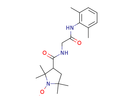 Molecular Structure of 102132-47-8 (1-Pyrrolidinyloxy,3-[[[2-[(2,6-dimethylphenyl)amino]-2-oxoethyl]amino]carbonyl]-2,2,5,5-tetramethyl-)