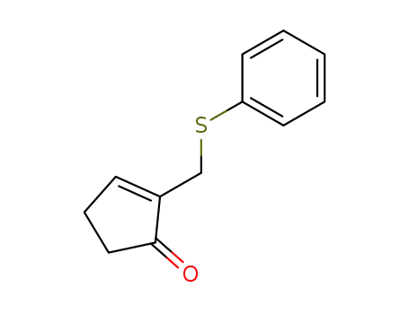 Molecular Structure of 76047-52-4 (2-[(PHENYLTHIO)METHYL]-2-CYCLOPENTEN-1-ONE)