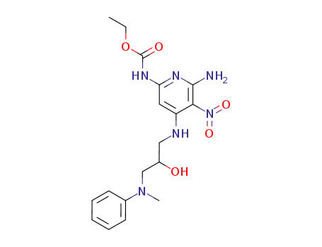 Molecular Structure of 82585-86-2 (ethyl [6-amino-4-({2-hydroxy-3-[methyl(phenyl)amino]propyl}amino)-5-nitropyridin-2-yl]carbamate)
