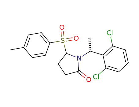Molecular Structure of 134457-72-0 ((5R)-(-)-<(1R)-1-(2,6-dichlorophenyl)ethyl>-5-(p-toluenesulfonyl)pyrrolidinone)