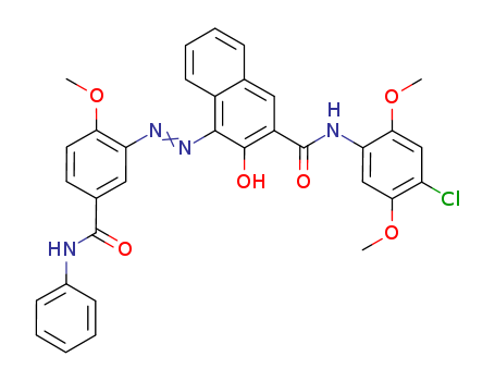 5280-68-2,Pigment Red 146,2-Naphthalenecarboxamide,N-(4-chloro-2,5-dimethoxyphenyl)-3-hydroxy-4-[[2-methoxy-5-[(phenylamino)carbonyl]phenyl]azo]-(9CI);2-Naphthanilide,4'-chloro-3-hydroxy-2',5'-dimethoxy-4-[[2-methoxy-5-(phenylcarbamoyl)phenyl]azo]-(6CI,7CI,8CI);C.I. 12485;C.I. Pigment Red 146;Hydrocolor Red;Lionol Red 5620;PermanentCarmine FBB;Permanent Carmine FBB Extra;Renol Carmine FBB-H;Seikafast Carmine 3870;Symuler Fast Red 4580;VulcanFast Carmine FBB;
