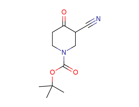 914988-10-6,3-CYANO-4-OXO-PIPERIDINE-1-CARBOXYLIC ACID TERT-BUTYL ESTER,tert-Butyl 3-cyano-4-oxo-1-piperidinecarboxylate;3-Cyano-4-oxo-piperidine-1-carboxylic acid tert-butyl ester;