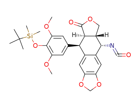 Molecular Structure of 851166-94-4 (4-β-isocyanate-4'-tert-butyldimethylsilyloxy-4'-O-demethyl-4-desoxypodophyllotoxin)