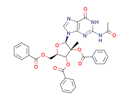 Molecular Structure of 890131-90-5 (N-Acetyl-2'-C-methyl-guanosine 2',3',5'-tribenzoate)
