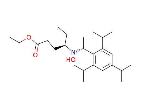 Molecular Structure of 926622-71-1 (Hexanoic acid,
4-[hydroxy[(1R)-1-[2,4,6-tris(1-methylethyl)phenyl]ethyl]amino]-, ethyl
ester, (4R)-)