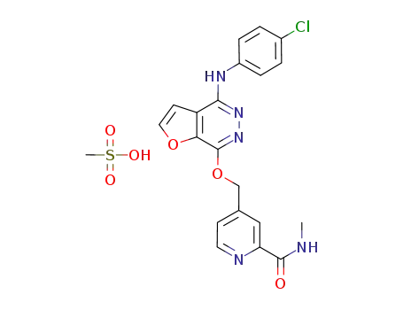 Molecular Structure of 332013-26-0 (4-[({4-[(4-chlorophenyl)amino]furan[2,3-d]pyridazin-7-yl}oxy)methyl]-N-methyl-2-pyridinecarboxamide methanesulfonate)