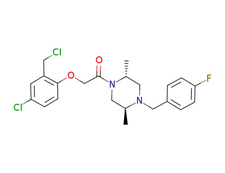 Molecular Structure of 478833-52-2 (Piperazine,
1-[[4-chloro-2-(chloromethyl)phenoxy]acetyl]-4-[(4-fluorophenyl)methyl]-2
,5-dimethyl-, (2R,5S)-)