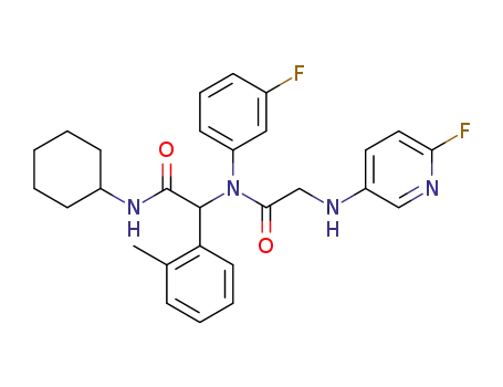 Molecular Structure of 1355326-85-0 (N-cyclohexyl-2-(N-(3-fluorophenyl)-2-((6-fluoropyridin-3-yl)amino)acetamido)-2-(o-tolyl)acetamide)