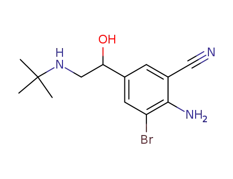 Molecular Structure of 54239-40-6 (Benzonitrile,
2-amino-3-bromo-5-[2-[(1,1-dimethylethyl)amino]-1-hydroxyethyl]-)