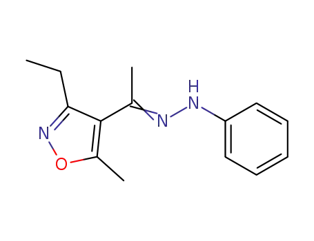 Molecular Structure of 80565-39-5 (Ethanone, 1-(3-ethyl-5-methyl-4-isoxazolyl)-, phenylhydrazone)