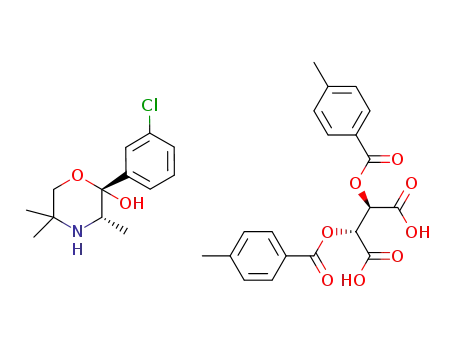 Molecular Structure of 357399-44-1 ((+)-(2S,3S)-2-(3-chlorophenyl)-3,5,5-trimethyl-2-morpholinol, L-DTTA salt)