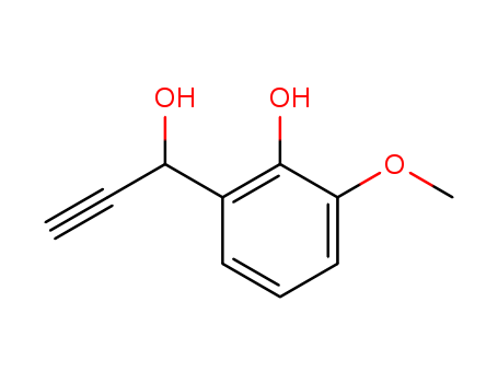 Molecular Structure of 143726-16-3 (Benzenemethanol, a-ethynyl-2-hydroxy-3-methoxy-)