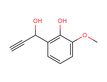 Molecular Structure of 143726-16-3 (Benzenemethanol, a-ethynyl-2-hydroxy-3-methoxy-)