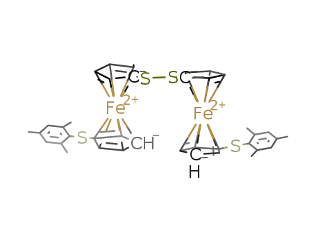 Molecular Structure of 326887-77-8 (bis(1'-mesitylthiolatoferrocenyl)disulfane)