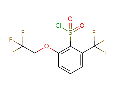 Molecular Structure of 1176126-33-2 (2-(2,2,2-trifluoroethoxy)-6-trifluoromethylbenzenesulfonyl chloride)