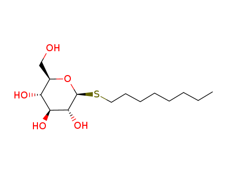 85618-21-9,Octyl thioglucoside,1-n-Octylb-D-thioglucopyranoside;Octyl b-D-thioglucopyranoside;Octyl b-thioglucoside;S-Octyl-1-thio-b-D-glucopyranose;n-Octyl b-D-thioglucopyranoside;