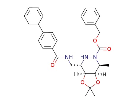 Molecular Structure of 1239670-94-0 ((3S,4S,5R,6S)-1-N-benzyloxycarbonyl-3-(p-phenylbenzoylaminomethyl)-4,5-O-isopropylidene-6-methyl-hexahydropyridazine-4,5-diol)
