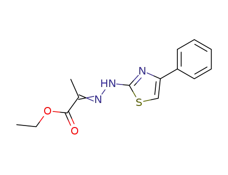 Molecular Structure of 88281-81-6 (Propanoic acid, 2-[(4-phenyl-2-thiazolyl)hydrazono]-, ethyl ester)