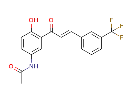 Molecular Structure of 1245282-60-3 ((E)-N-(4-hydroxy-3-(3-(3-(trifluoromethyl)phenyl)acryloyl)phenyl)acetamide)